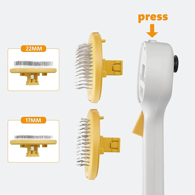 FURGO 3-in-1 Pet Steam Brush for Dogs & Cats – Reduces Static, Replaceable Heads, One-Touch Hair Ejection, Dog Spray Brush for Shedding Control(Long&Short)