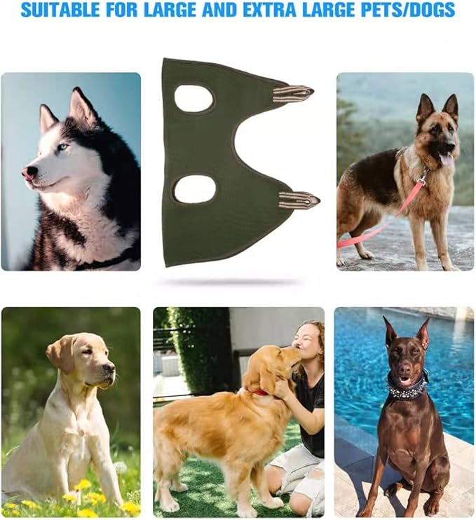 10 in 1 Dog Grooming Hammock Harness with Nail Clippers/Trimmer, Nail Hammock for Trimming, Grooming Sling Hange Holder for Extra Large Dogs (XXL/Under 120lb, Khaki Green)