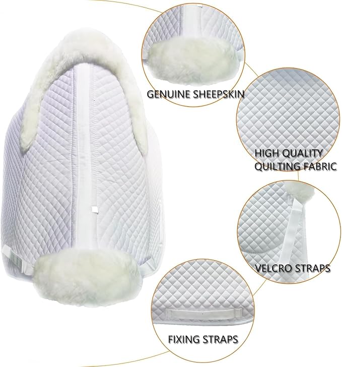 Woolous Dressage Saddle Pad, English Saddle Pad with Sheepskin Trim, Lambskin Wool Fleece Lining, Square Saddle Pad for Equestrian Riding, Comfortable & Shock Absorbing