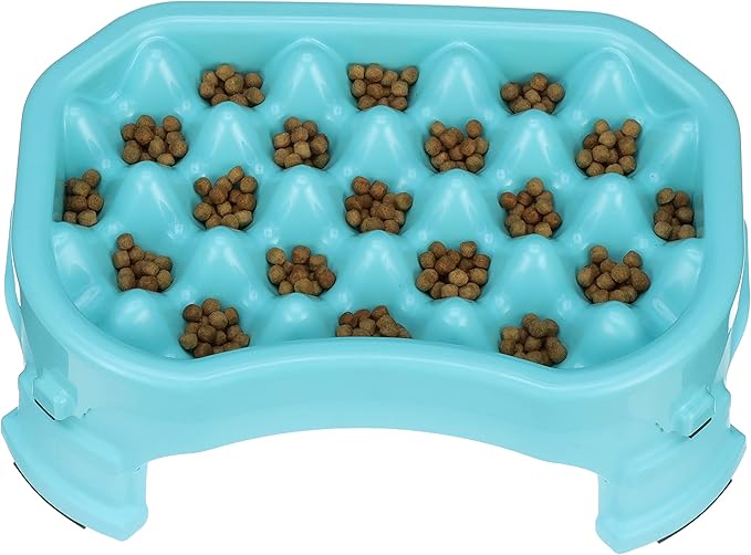 Neater Pet Brands – Neater Raised Slow Feeder Dog Bowl – Elevated and Adjustable Food Height - (2.5 Cup, Aquamarine)