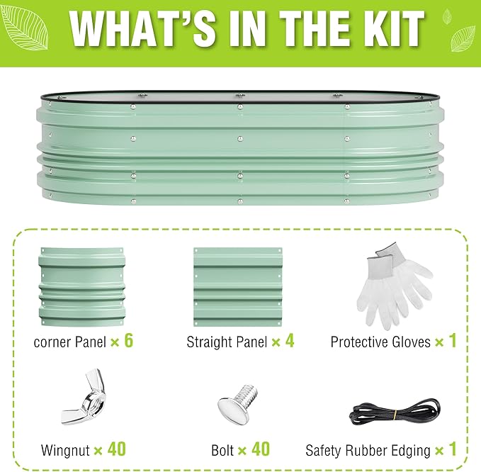 WORKPRO 4x2x1ft Galvanized Raised Garden Bed Set, Rust & Corrosion Protection, Easy Assembly, Safe Edge, Ideal for Vegetables & Flowers, Green