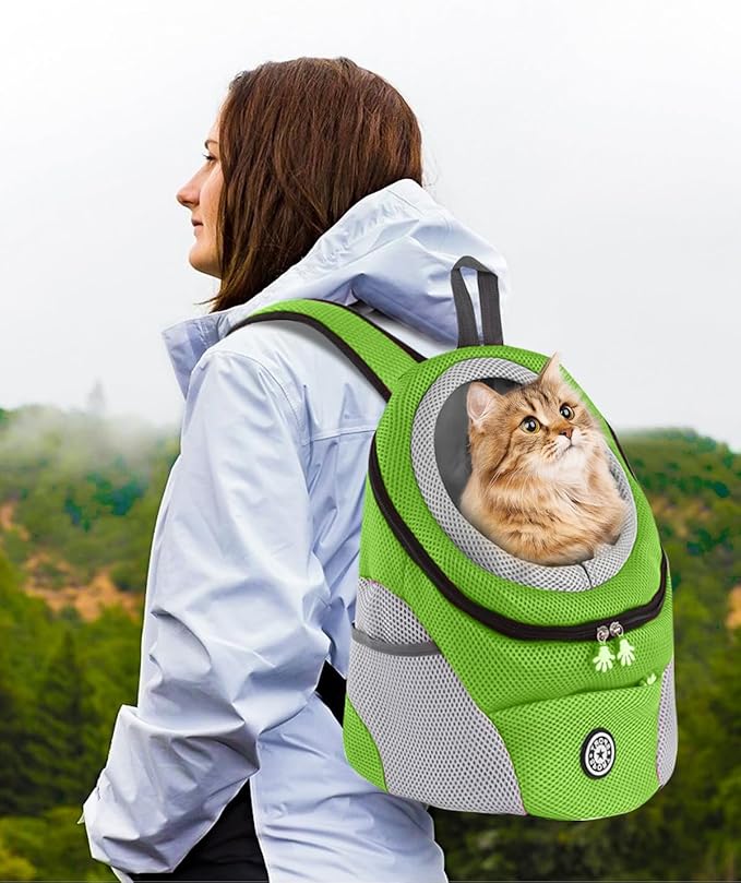 Pet Carrier Backpack,Breathable Dog Backpack Carrier with Adjustable Straps,Side Storage Pockets,Dog Head-Out Backpacks with Safety Belt,Puppy Front and Back Carriers for Small Dogs Cats