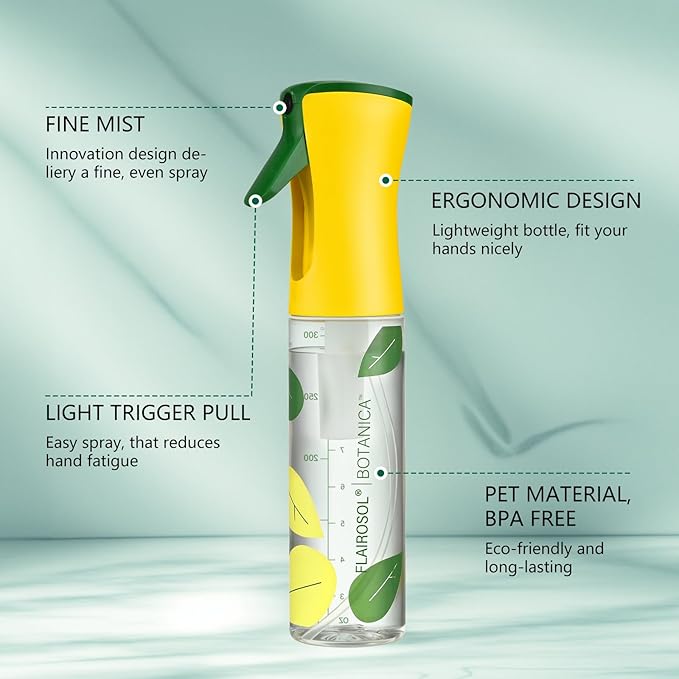 FLAIROSOL BOTANICA Plant Mister Water Spray Bottle, 10.1 oz 300 ML Mist Sprayer for Plants, Continuous Ultra Fine Mister Spray Bottle - Leak Proof - for Flowers, Gardening, Houseplants