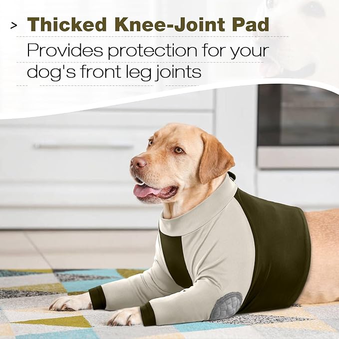 LeLePet Dog Recovery Suit for Front Legs, Dog Sleeve to Stop Licking, Elbow Protector for Leg Injuries Shoulder Wounds After Surgery Male Female,Zippered Long-Sleeved Shirt Cone Alternative(S-3XL)