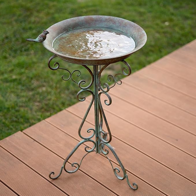 Dia 18" W*29" H Large Bird Bath with Stand, Bird Baths for Outdoors, Metal Bird Bath with Large Bowl, Bird Feeder Seed Tray,Birdbath Garden Decor