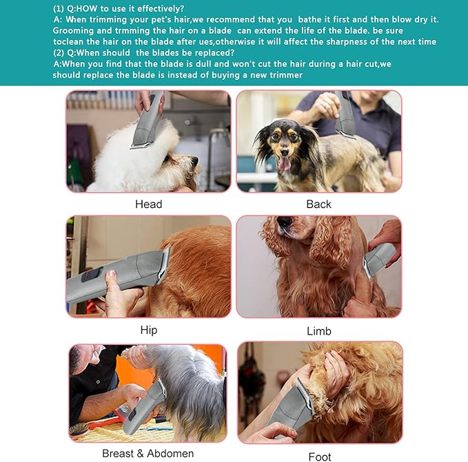 2PC 7FC Blade Dog Grooming Clipper Blade Compatible with Andis Dog Clipper/Oster A5/Wahl KM-10 Series,Ceramic Blade & Stainless Steel Blade