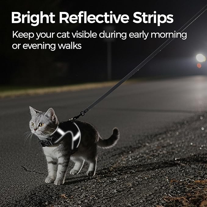 Cat Harness and Leash Escape Proof Kitten Harness Cat Leash for Walking Travel Service Cat Vest, Grey, Small