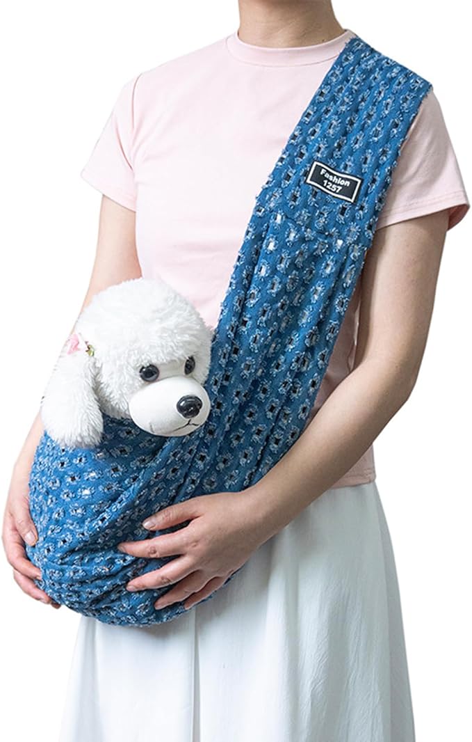 Dog Carrier Purse,Denim - Style Pet Carrier Bag,One-Shoulder Chest Crossbody Bag for Cat and Small Dog