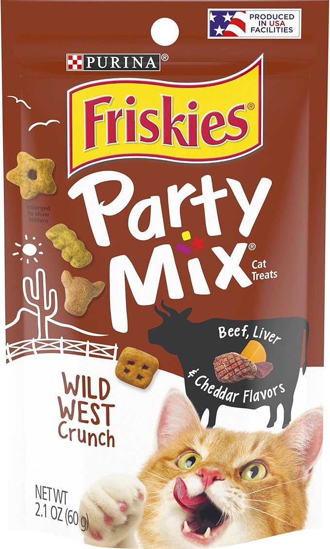 Purina Friskies Party Mix Cat Treats (Wild West Crunch, 2.1 Ounce (Pack of 6))