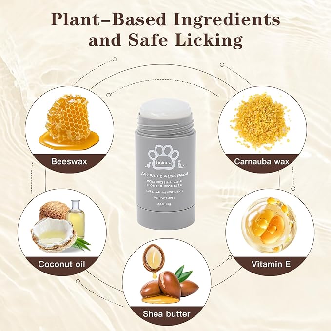 Cat Dog Paw Pad Balm Stick (2.4 oz) | Natural Lick Safe Dog Paw Blam Protector, Soother & Moisturizer for Cracked Dry & Damaged Paws, Nose & Elbows | Snout Soother for Dogs