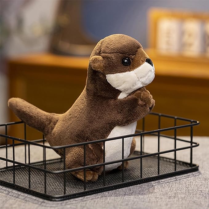 Sea Otter Weighted Stuffed Animal 7.48in Standing Prayer Small River Otter Plush Toy Cute Funny Soft Plushie for Kids Boys Girls Adults Birthday Festival Gift Home Office Decoration Toys