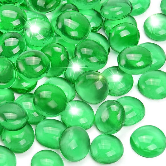 10LB Green Flat Glass Marbles for Vases, Gemstone Beads Vase Filler Decorative Glass Pebbles for Fish Tank, DIY Crafts, Aquarium Decor Rocks