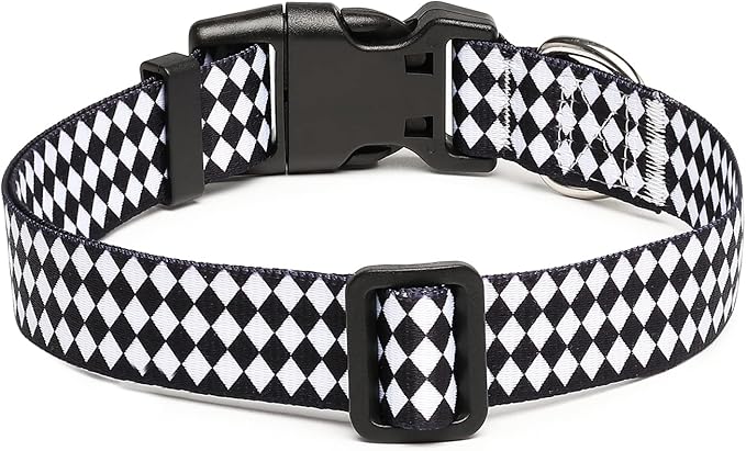 Mercano Adjustable Dog Collar - Special Design Patterns, Soft Nylon Comfortable Durable Pet Collar for Small Medium Large Dogs (L, Rhomb)