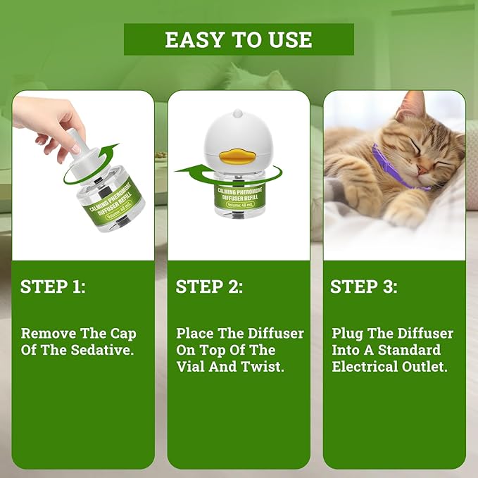 2 Diffusers& 6 Refills +2pcs Calming Collar Cat Calming Diffuser, Plug in Diffuser Cat Pheromone Calming Diffuser Starter Kit Helps Ruduce Anxious, Anti-Stress & Comforts Cats