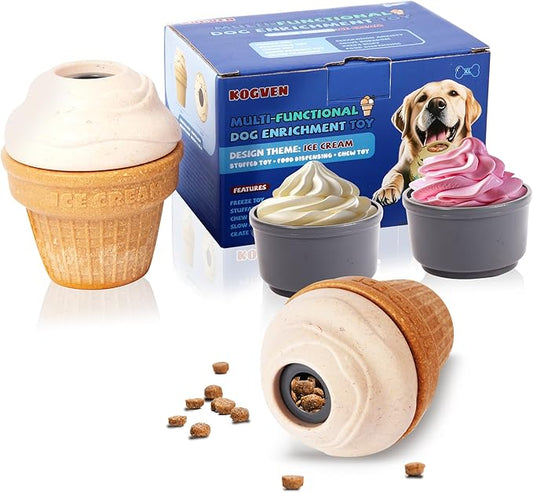 Interactive Dog Toys for Boredom-Multi-Functional Design-Birthday Gifts for Dogs-Frozen Treats-Medium/Large Dog Toys-Party Ice Cream