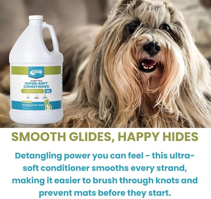 Groomer’s Goop Glossy Coat Super-Soft Conditioner – Deep Moisture Formula Softens & Detangles Dog & Cat Coats, Soothes Dry Skin, Natural Ingredients, Dye-Free – 1 Gallon Bottle