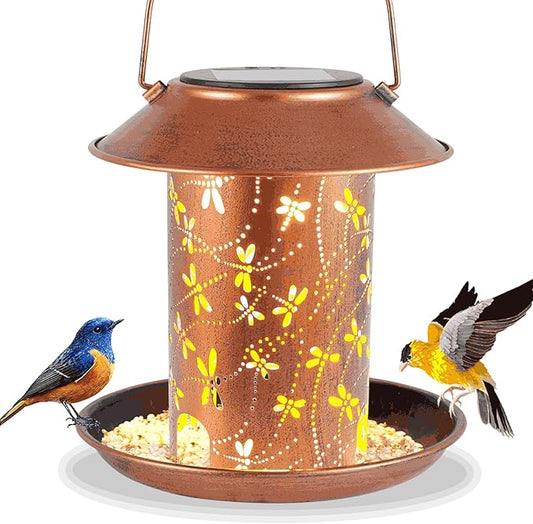 Bird Feeders for Outdoors Dragonfly Solar Lanterns Outdoor Waterproof Garden Decor Birthdays for Women Mom Grandma Metal Solar Decoration Outside LED Lanterns for Yard, Patio