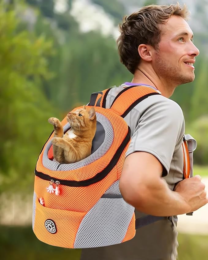 Pet Carrier Backpack,Breathable Dog Backpack Carrier with Adjustable Straps,Side Storage Pockets,Dog Head-Out Backpacks with Safety Belt,Puppy Front and Back Carriers for Small Dogs Cats