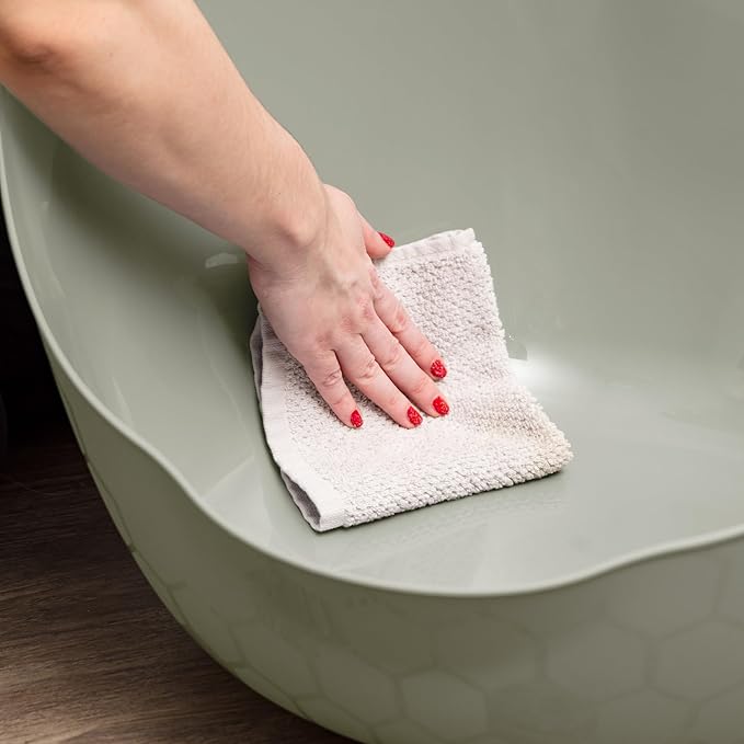 IRIS USA Cat Litter Box with High Walls and Handles, Made with Flexible Plastic, Sage Green