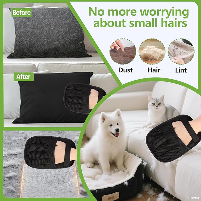 Pet Hair Removal Glove for Cats and Dogs - Electrostatic Pet Hair Remover Glove | Reusable Brush Pet Hair Remover for Couch, Carpet, Car Seat & Laundry