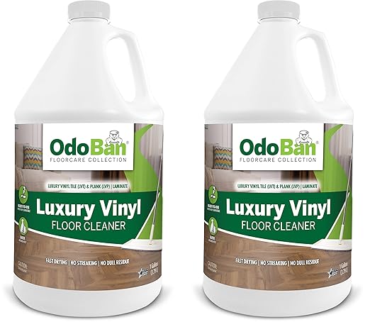 OdoBan Ready-to-Use Luxury Vinyl Floor Cleaner, Streak Free and Neutral PH Formula, Made in the USA, Scentless, 2 Gallons