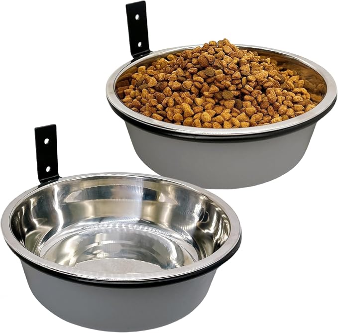Wall Mounted Dog Bowls-2 * 36 Oz, Stainless-Steel Raised Adjustable Height Dog Food and Water Bowls, Elevated Pet Comfort Feeding Bowl for Medium Large Dogs Cats