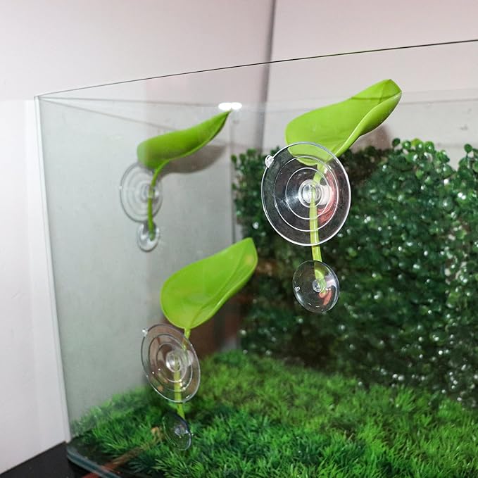 3 Pack Plastic Leaf Decorations with Suction Cups, Frog Habitat Platform, Reptile Decorations for Terrarium, Tank Terrarium Accessories for African Dwarf, Toad