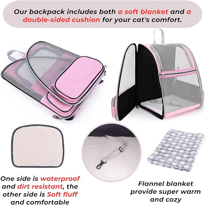 Lollimeow Cat Backpack Carrier, Ideal for Small Animals & Puppies, Airline Approved,Safe for Travel, Hiking, Vet Transport & Outdoor Use Fully Ventilated Design for Ultimate Comfort On-The-Go