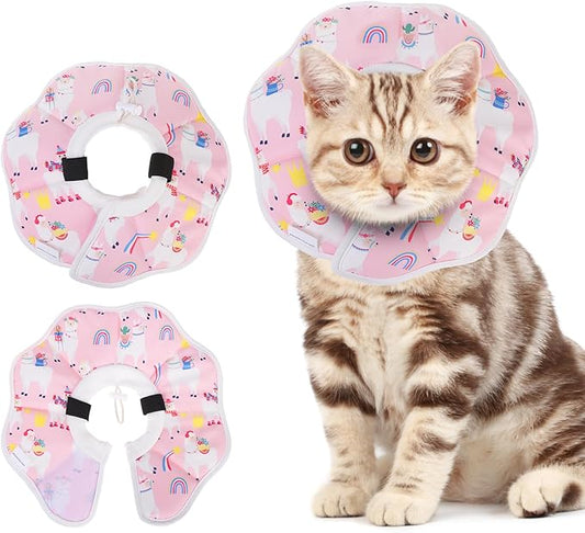 KOOLTAIL Cat Cone Collar, Adjustable Soft Comfortable Cat Recovery Collar to Stop Licking, Foldable Donut Water Resistant Pet Cone for Small Large Cats Kittens After Surgery Alpaca M