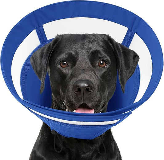 SAWMONG Dog Cone, Soft Dog Cones for Large Dogs After Surgery, Breathable Pet Cone Collar to Stop Licking, Comfy Elizabeth E-Collar for Dogs Cones Alternative (XL,Blue)