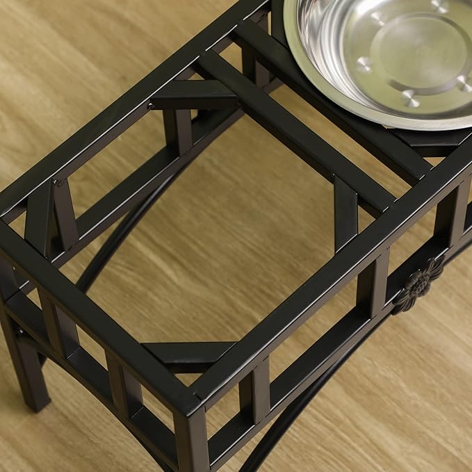 PawHut Elevated Dog Bowls, Double Stainless Steel Heavy Duty Dog Food Bowl Elevated Pet Feeding Station, 10.5" H