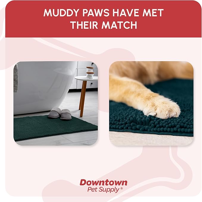 My Doggy Place Microfiber Dog Mat for Muddy Paws, 36" x 26" Teal - Absorbent and Quick-Drying Dog Paw Cleaning Mat, Washer and Dryer Safe - Non-Slip Rubber Backed Dog Floor Mat, Large
