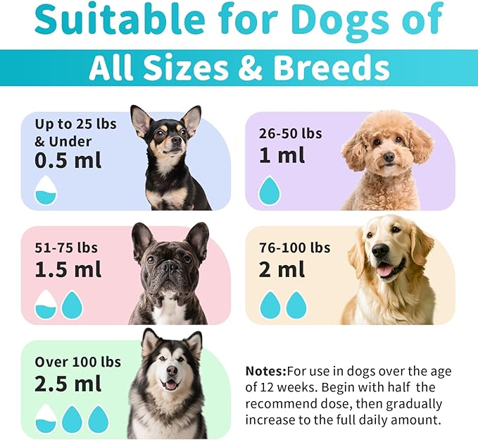 Dog Flea and Tick Support, Natural Herbal Flea & Tick Comfort for Dogs, Flea Liquid Drops Supplement for Dogs with Neem, Oregano, Pumpkin Seed Oil - Beef Flavor, 2 FL.Oz - All Breeds & Sizes