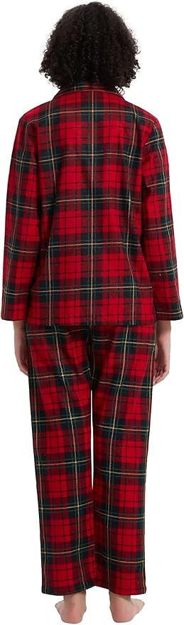 GLOBAL Flannel Pajamas for Women 2-Piece Comfy and Cozy Flannel Pj Set Cotton Loungwear