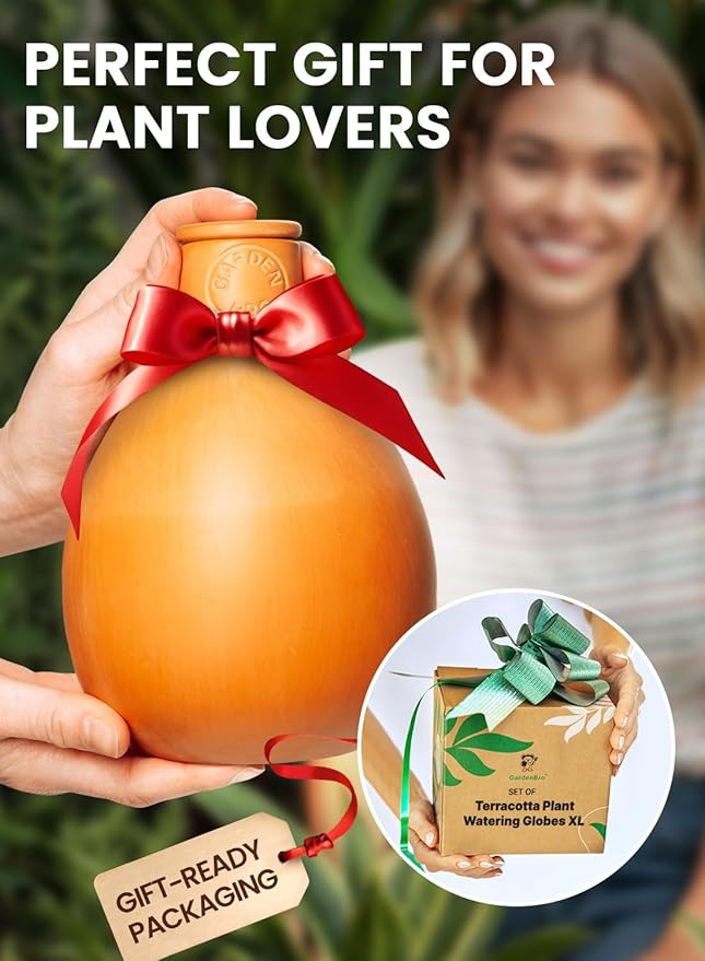 2pc Olla Pots For Garden Terracotta Watering Pots - 32oz XL Garden Olla Watering System For Raised Beds & Outdoor Plants - Covers 14 Sq Ft Irrigation Area, Water Plants While On Vacation [2pc XL 32oz]