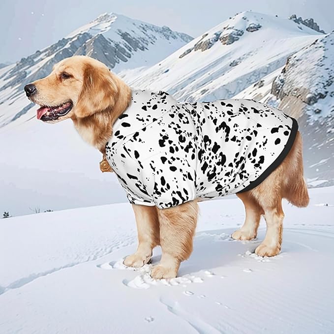 Dalmatian Hoodie, Cute Halloween Cosplay Winter Costume With Pocket, Dalmatians Print Clothes for Medium Large Dogs, Xx-Large