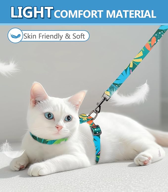 Halypet Cat Harness and Leash Set, Escape Proof [3 in 1 Adjustable & Lightweight] Cat Harness, Soft Comfortable Kitten Harness for Cats Safe, Easy to Wear, Outdoor Walking Travel