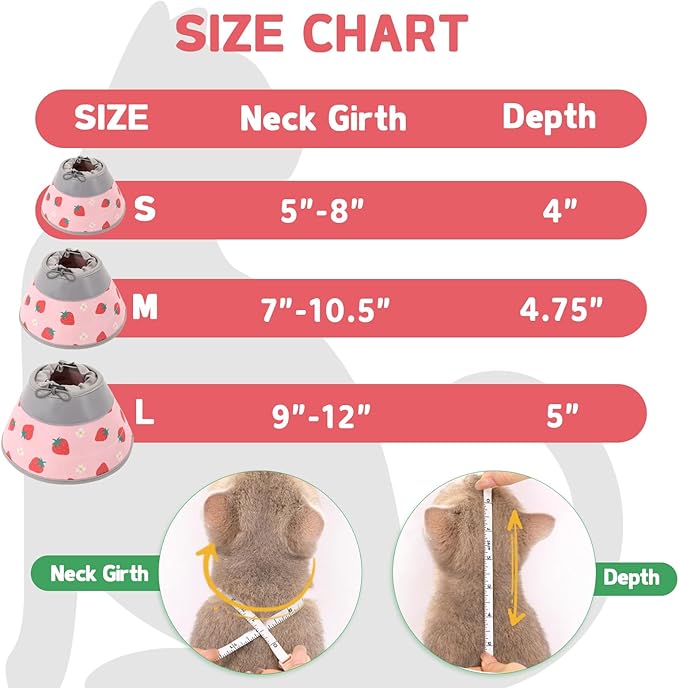Cat Cone Collar Soft, Comfortable Cat Recovery Collar Pet Cone for Small Large Cats, Lightweight Elizabethan Collar for Cats Kittens After Surgery Prevent from Licking Wounds, Pink, L