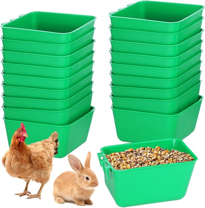20 Pcs Cage Cups 16 oz Chicken Feeder Waterer Birds Feeders Hanging Bunny Cage Feeder Chicken Water Bowl Feeding Seed Bowl for Pet Parrot Rooster Parakeet Gamefowl Poultry Pigeon Wire Cage