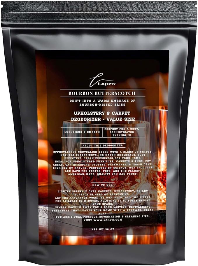 Bourbon & Butterscotch Carpet Freshener Powder Value Size 36 oz | Powerful Odor Eliminator for Home | Upholstery Deodorizer | Carpet Deodorizer | Pet Urine | Cat Litter Box