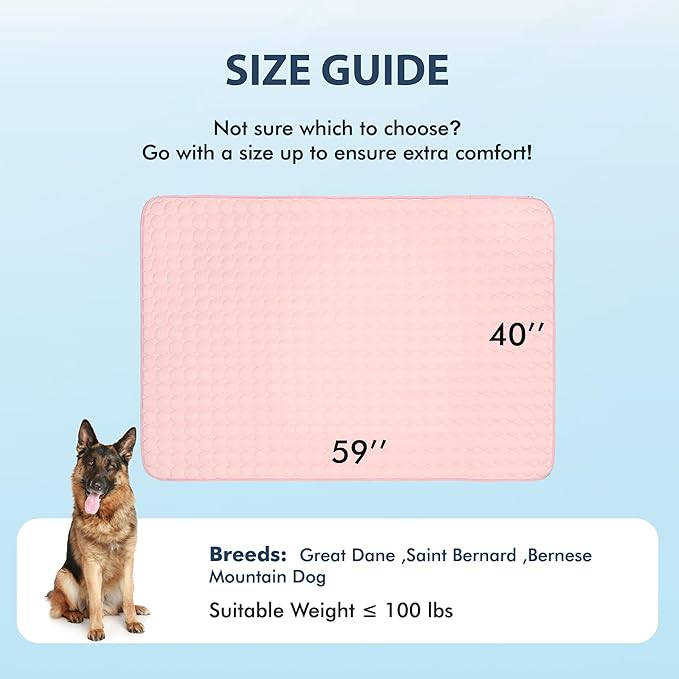 MICROCOSMOS Summer Cooling Mat & Sleeping Pad- Water Absorption Top, EZ Clean, Easy Carry, Materials Safe. Keep Cooling for Pets, Kids and Adults.(Pink, 59" x 40")