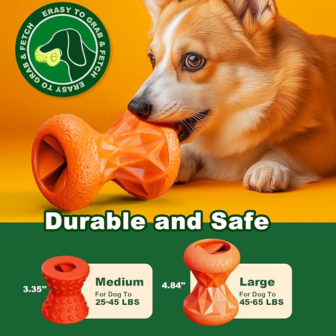Dog Toys for Aggressive chewers, Indestructible Toy for Small Dogs Interactive Toy Dog chew Toys (Orange + Red)
