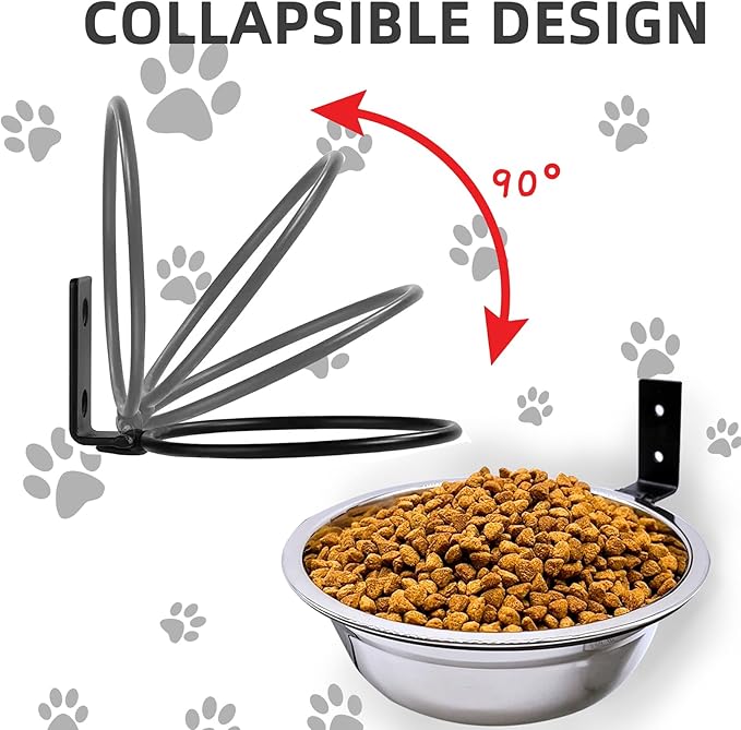 Wall Mounted Dog Bowls-2 * 46 Oz, 304 Stainless-Steel Raised Adjustable Height Dog Food and Water Bowls, Elevated Pet Comfort Feeding Bowl for Medium Large Dogs Cats