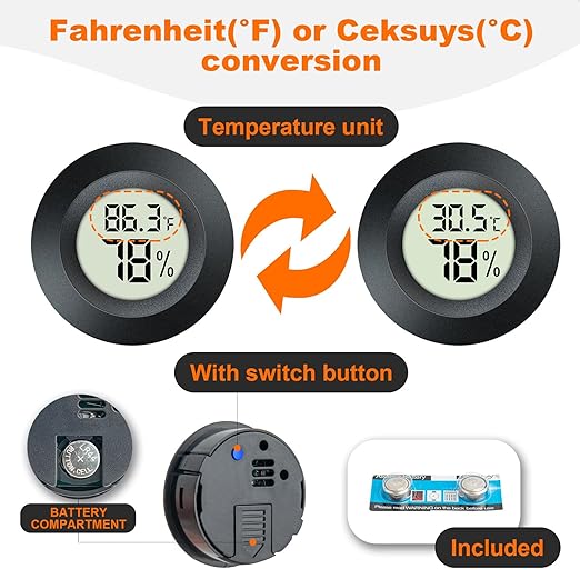 2 Pack Mini Hygrometer Thermometer Gauge Indoor/Outdoor Digital LCD Monitor Humidity Meter for Reptile Terrarium Humidor Incubators Jars Fahrenheit/Celsius(℉/℃) by DWEPTU