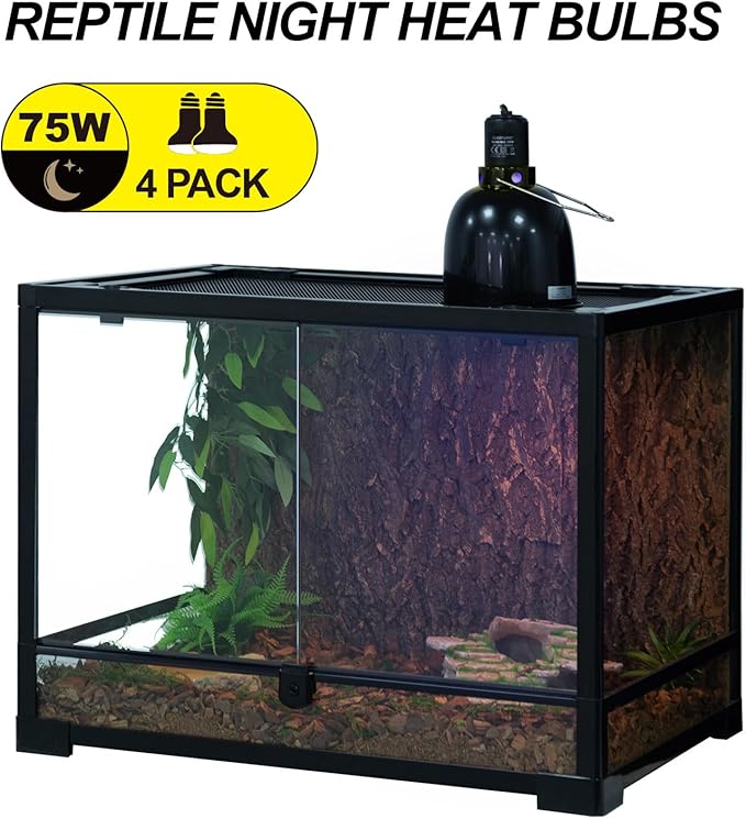 WACOOL 4Pack Reptile Night Heat Lamp, 75W Night Heat Lamp for Reptiles & Amphibians,Simulate Nature Moonlight Purple Night Light for Bearded Dragon Lizard Snake Crab…