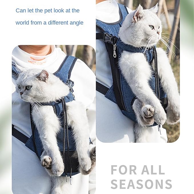 Portable Pet Carrier Backpack, Adjustable Pet Front Cat Dog Carrier Backpack Travel Bag for Small Medium Dogs Cats Puppies, Cat Backpack Carrier for Hiking Cycling (A, M)