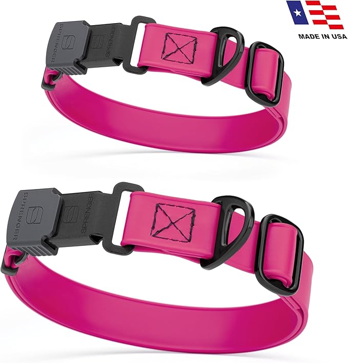 Dogline Biothane Waterproof Dog Collar with Herm Sprenger Black Stainless Steel Quick Release Buckle – Heavy Duty Tactical Durable Collar for Dogs – Comfortable and Safe Pet Collar W1 L15-25 Magenta