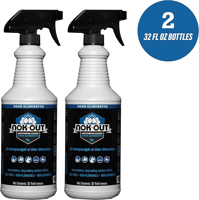 NOK OUT Odor Remover, Pet Deodorizer and Cleaning Spray, Made in the USA, 32 Fluid Ounce Spray, 2-Pack