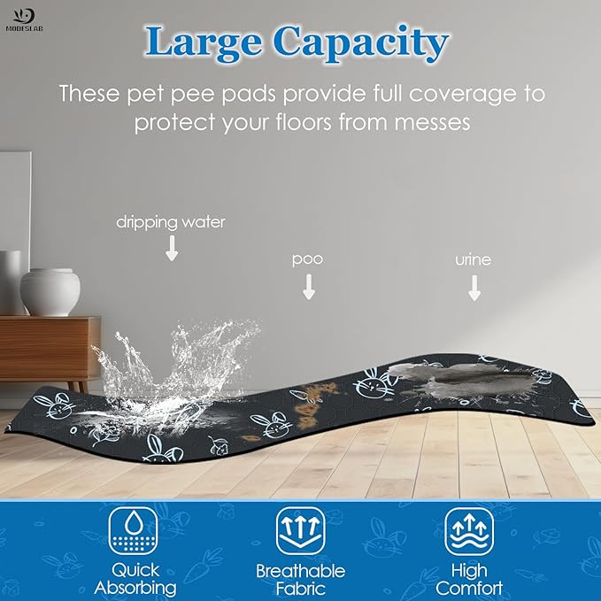 2-Pack Guinea Pig Cage Liner Washable, 36in x 48in Ultra-Absorbent Guinea Pig Bedding for Cage Non-Slip Leak-Proof Pee Pads for Dogs Rabbit Bunny Cat Litter Mat, Navy