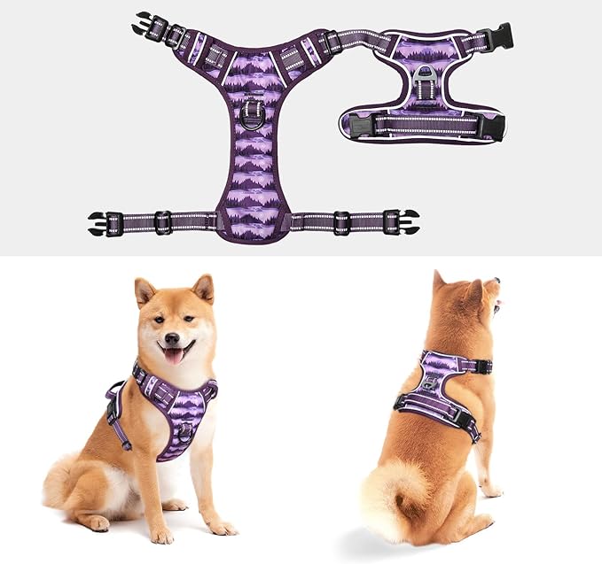 Timos Dog Harness,No-Pull Pet Harness Adjustable Soft Padded Dog Vest,Reflective No-Choke Pet Oxford Vest with Easy Control Handle for Large Dogs,Moon Night,L